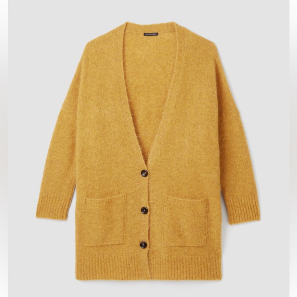 NWT EILEEN FISHER Mohair Plush Melange V-Neck Cardigan - Picture 5 of 11